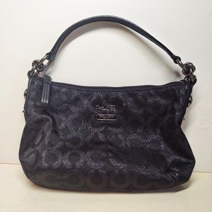 Black Coach Shoulder Bag Mini Purse woven jacquard signature logo Small